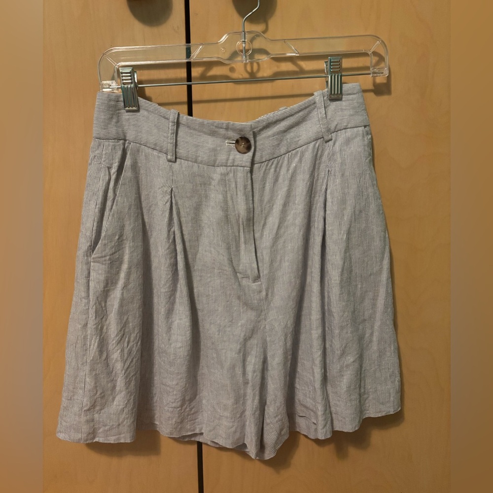 Alex Marie Light Blue Stripe Linen Shorts